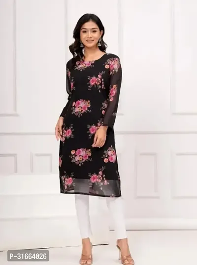 Stylish Black Georgette Kurta For Women-thumb0