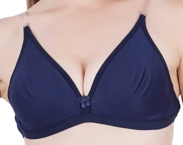 AARAA Beauty Non-Padded Non-Wired Low Coverage Trasparent Multiway Strap Regular Bra (32, Blue)