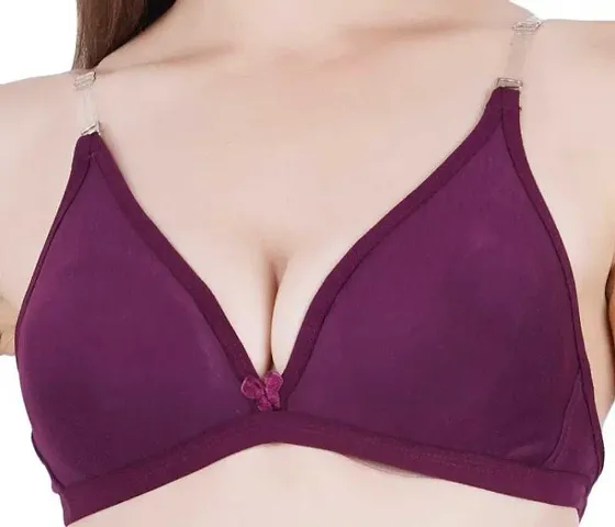 AARAA Beauty Non-Padded Non-Wired Low Coverage Trasparent Multiway Strap Regular Bra (36, Purpal)