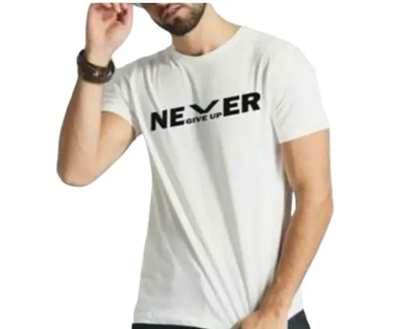 Stylish Half Sleeves Round Neck T-Shirt For Men In Poly Fabric