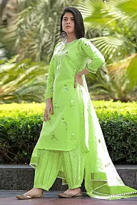 Stylish Green Rayon Embroidered Kurta Bottom and Dupatta Set For Women-thumb3