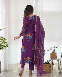 Stylish Cotton Blend Kurta, Bottom and Dupatta Set For Women-thumb3