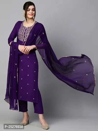 Stylish Women Cotton Kurta, Bottom with Dupatta Set-thumb2