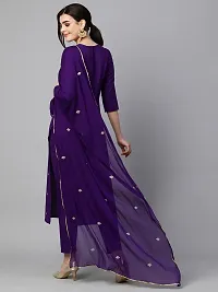 Stylish Poly Chiffon Kurta, Bottom and Dupatta for Women-thumb2