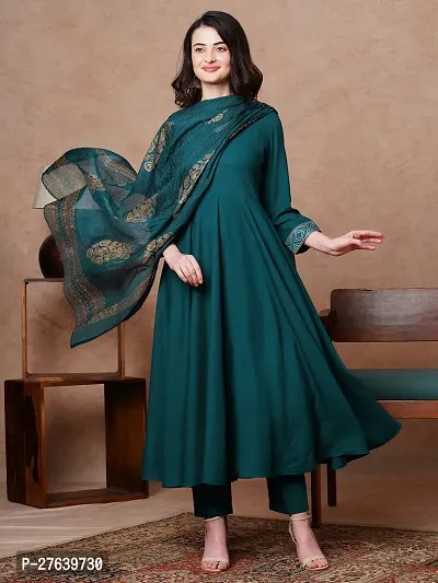 Fancy Rayon Kurta Bottom And Dupatta Set For Women