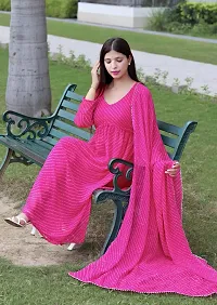 Stylish Georgette Lehriya Kurta With Bottom And Dupatta Set For Women-thumb3