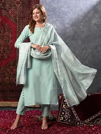 Stylish Green Rayon Solid Kurta Bottom and Dupatta Set For Women-thumb2