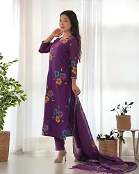 Stylish Cotton Blend Kurta, Bottom and Dupatta Set For Women-thumb2