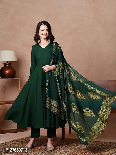 Fancy Rayon Kurta Bottom And Dupatta Set For Women