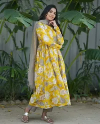 Stylish Yellow Rayon Printed Kurta Bottom and Dupatta Set For Women-thumb1