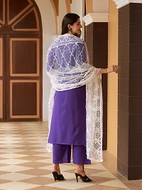 Designer Womens Purple Cotton Blend Straight Printed Kurta With Palazzos and Dupatta-thumb3