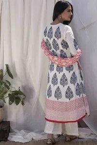 Stylish White Rayon Printed Kurta Bottom and Dupatta Set For Women-thumb3