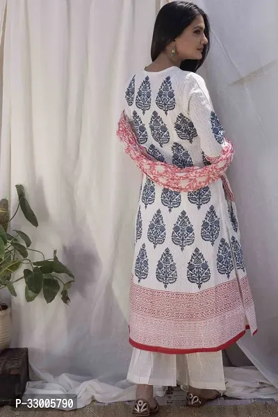 Stylish White Rayon Printed Kurta Bottom and Dupatta Set For Women-thumb4