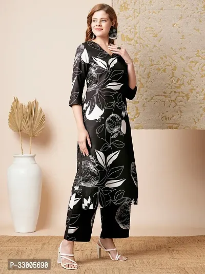 Stylish Black Rayon Printed Kurta Bottom Set For Women-thumb4