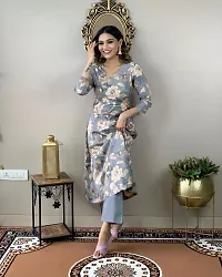 Stylish Grey Rayon Floral Kurta Bottom Set For Women-thumb4