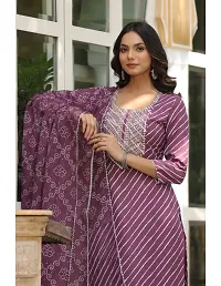 Trendy Magenta Printed Cotton Blend Straight Kurta Pant With Dupatta-thumb4