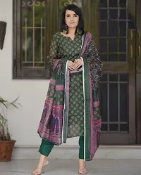 Stylish Green Rayon Printed Kurta Bottom and Dupatta Set For Women-thumb1