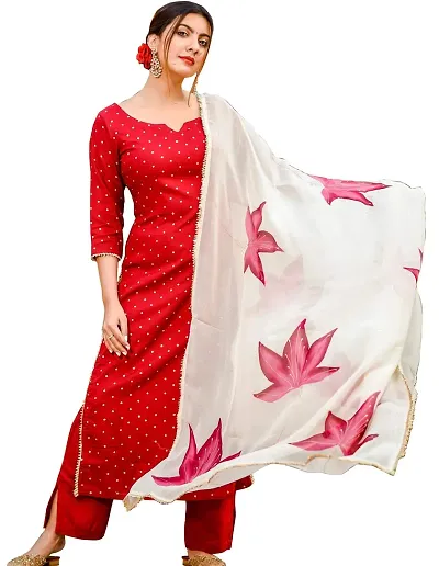 Attractive Printed Kurta and Bottom And Dupatta Set