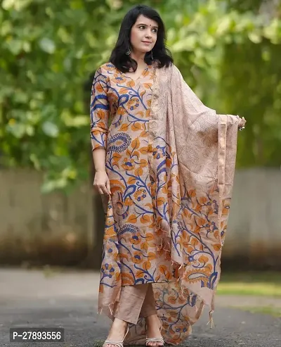 Fancy Cotton Blend Kurta Bottom And Dupatta Set For Women