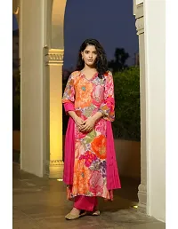 Straight Pink Printed Cotton Blend Kurta, Bottom and Dupatta Set For Women-thumb1