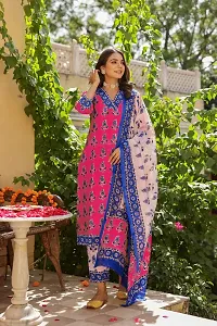 Stylish Pink Rayon Printed Kurta Bottom and Dupatta Set For Women-thumb2