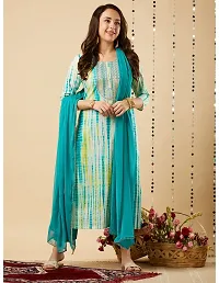 Trendy Blue Printed Cotton Blend Straight Kurta Pant With Dupatta-thumb4