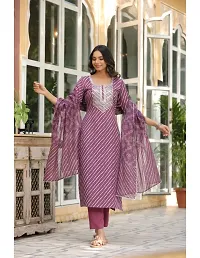 Trendy Magenta Printed Cotton Blend Straight Kurta Pant With Dupatta-thumb3