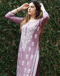 Beautiful Cotton Blend Peach Embroidered Kurta For Women-thumb2