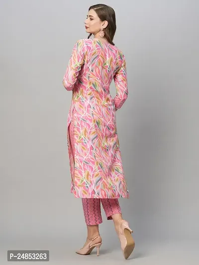 Stylish Straight Pink Printed Cotton Blend Kurta Bottom Set For Women-thumb3