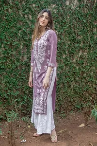 Beautiful Cotton Blend Peach Embroidered Kurta For Women-thumb4