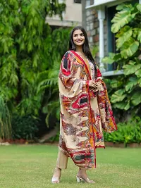 Stylish Beige Rayon Printed Kurta Bottom and Dupatta Set For Women-thumb2