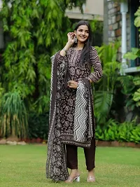 Stylish Brown Rayon Floral Kurta Bottom and Dupatta Set For Women-thumb3