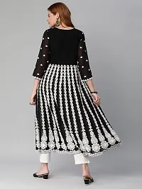 Attractive Black Printed Cotton Blend Anarkali Kurta Pant Set-thumb1