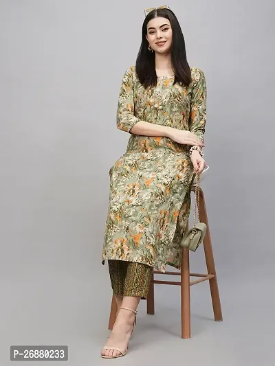 Beautiful Green Cotton Blend Kurta Bottom Set For Women-thumb0