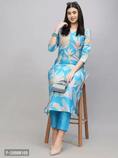 Beautiful Blue Cotton Blend Kurta Bottom Set For Women-thumb0