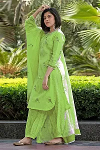 Stylish Green Rayon Embroidered Kurta Bottom and Dupatta Set For Women-thumb2