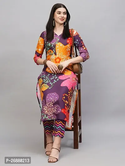 Beautiful Purple Cotton Blend Kurta Bottom Set For Women