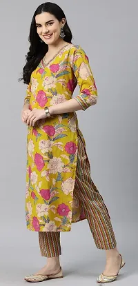 Stylish Mustard Rayon Floral Kurta Bottom and Dupatta Set For Women-thumb2