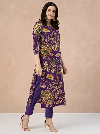 Pretty Wine Printed Cotton Blend Straight Kurta Pant Set-thumb3