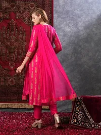 Stylish Pink Rayon Printed Kurta Bottom and Dupatta Set For Women-thumb1