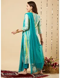 Trendy Blue Printed Cotton Blend Straight Kurta Pant With Dupatta-thumb1