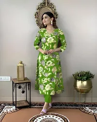 Stylish Green Rayon Floral Kurta Bottom Set For Women-thumb2