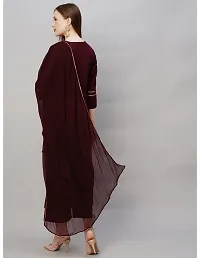 Straight Maroon Solid Cotton Blend Kurta, Bottom and Dupatta Set For Women-thumb1