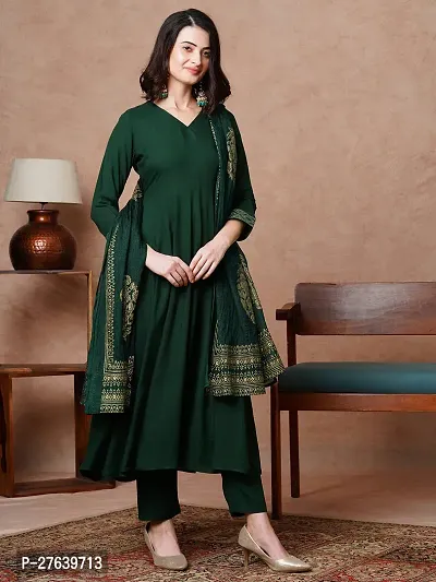 Fancy Rayon Kurta Bottom And Dupatta Set For Women-thumb3