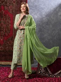 Stylish Green Rayon Embroidered Kurta Bottom and Dupatta Set For Women-thumb4