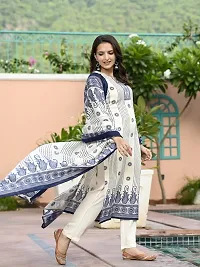 Stylish Blue Rayon Striped Kurta Bottom and Dupatta Set For Women-thumb1