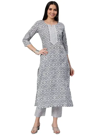 Stylish Womens Blend Straight Kurta With Pant