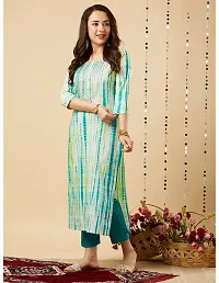 Trendy Blue Printed Cotton Blend Straight Kurta Pant With Dupatta-thumb2