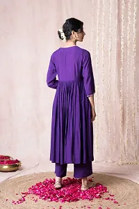 Stylish Purple Rayon Embroidered Kurta Bottom and Dupatta Set For Women-thumb3