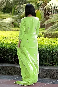 Stylish Green Rayon Embroidered Kurta Bottom and Dupatta Set For Women-thumb1